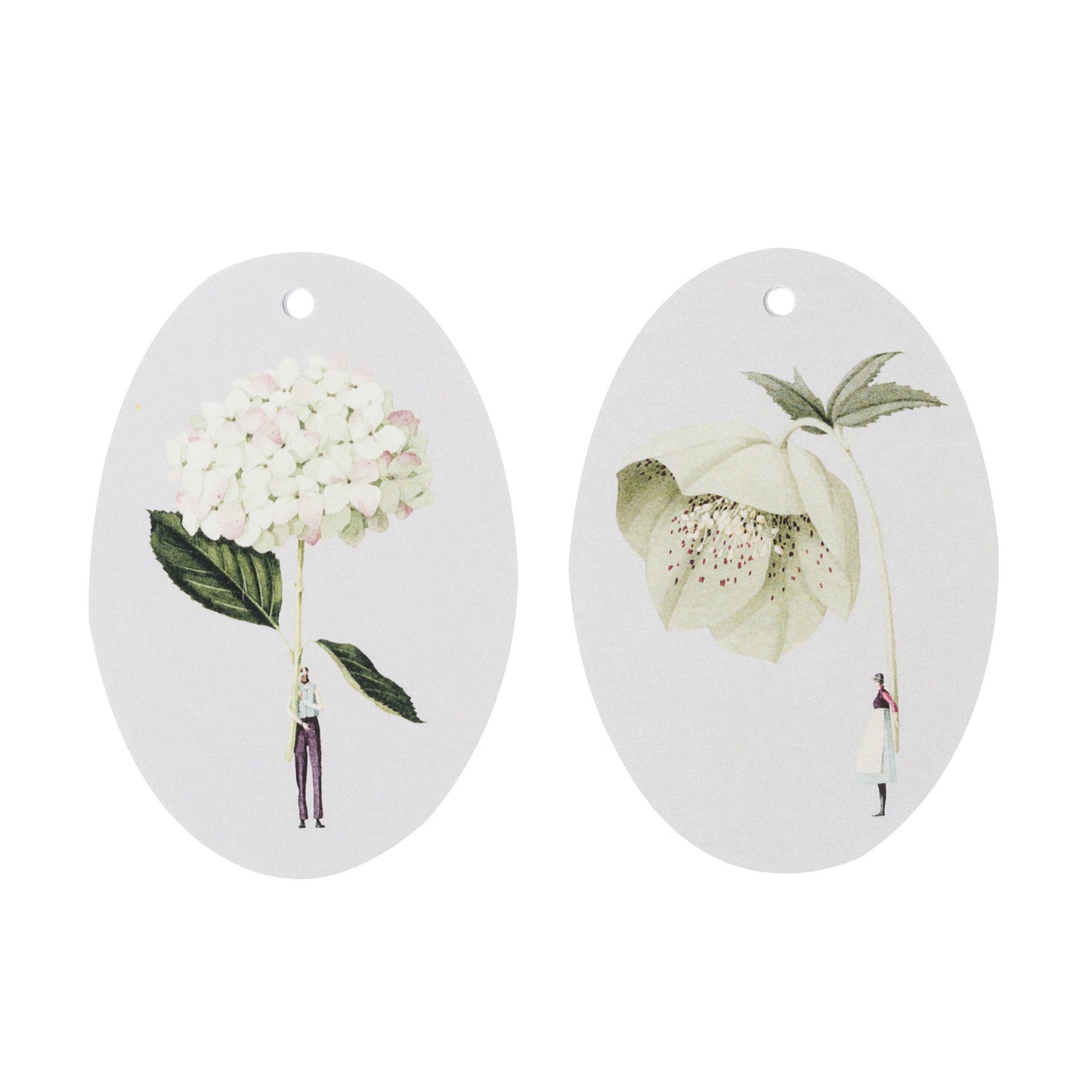 gift tags, tags, green flowers, flowers, made in england, illustration