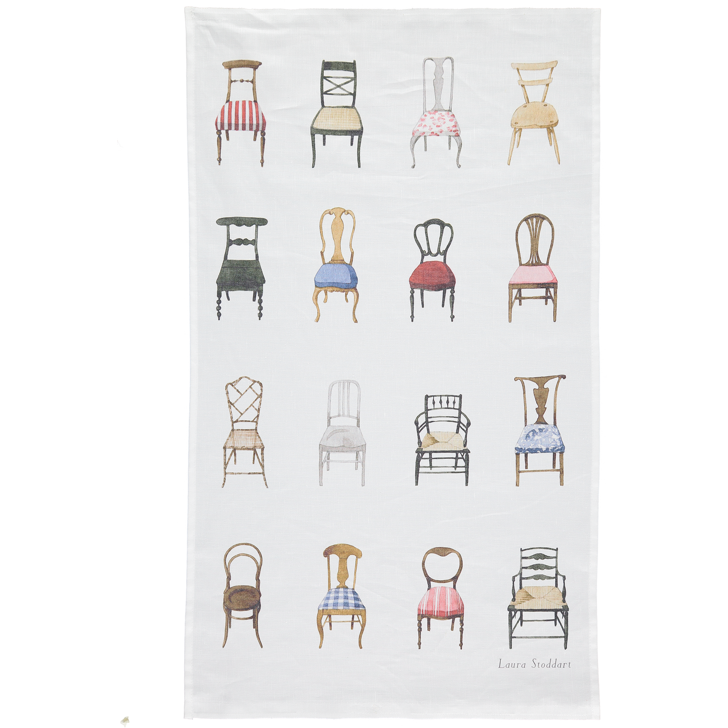 tea towel, linen union, unbleached cotton, illustration, chairs, musical chairs, made in england