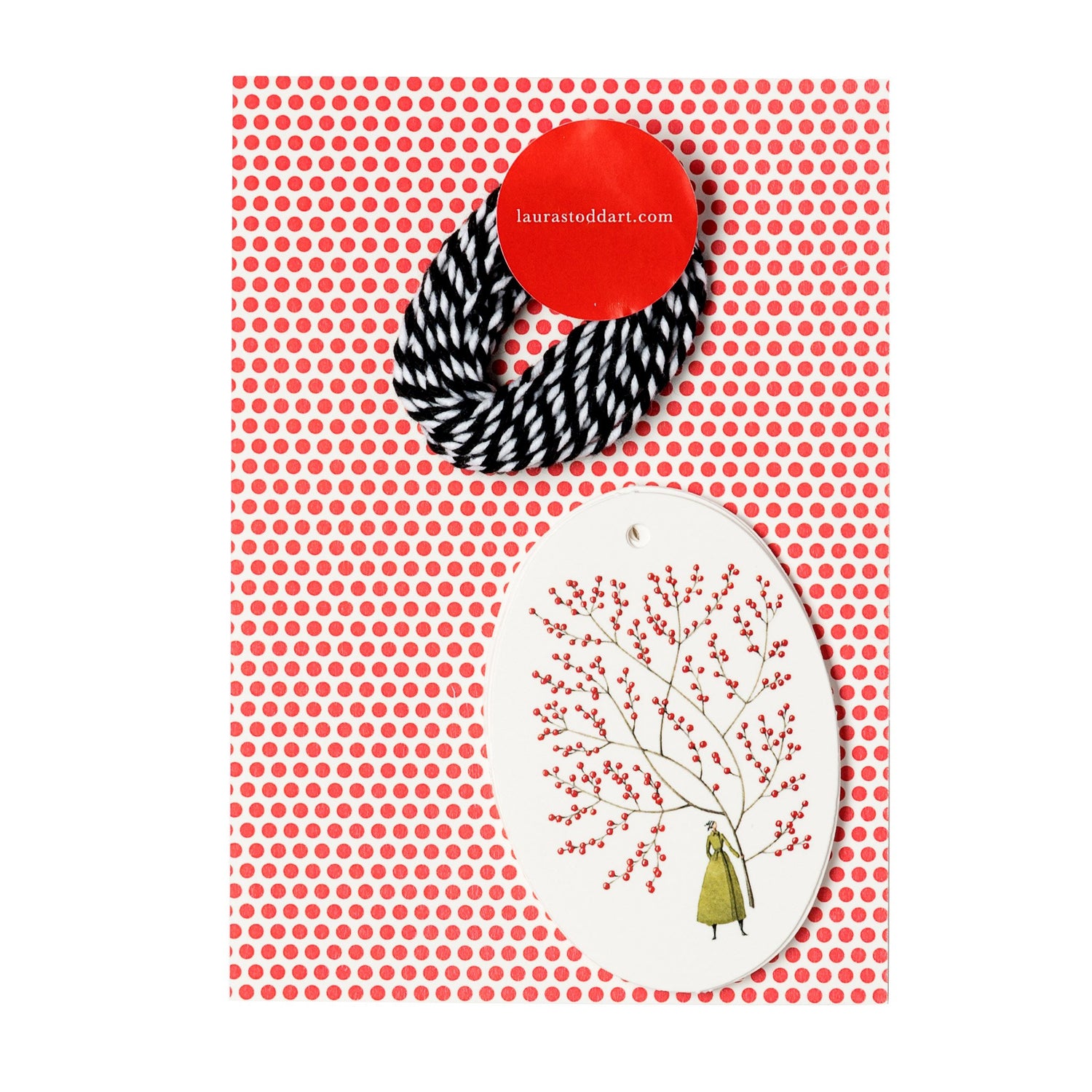 fsc paper, gift tags, tags, christmas, red berries, made in england, illustration