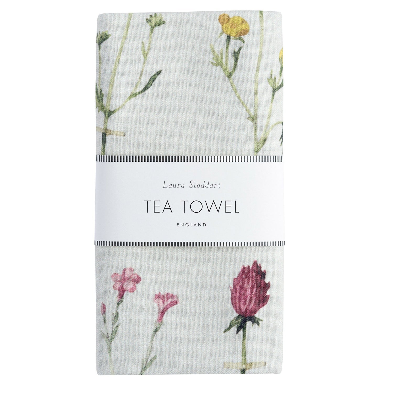 tea towel, linen union, unbleached cotton, illustration, wild flowers, flowers, made in england