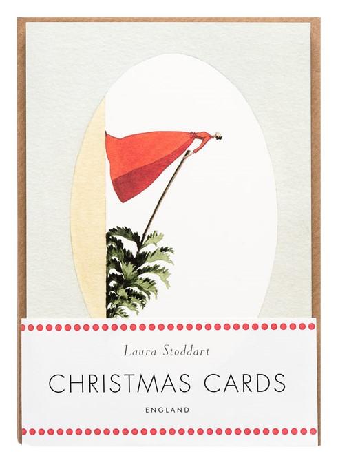 fsc paper, Christmas cards, made in england, illustration, lady, christmas tree, christmas