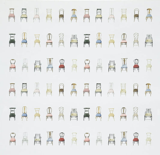 giftwrap, wrapping paper, fsc paper, made in england, illustration, flowers, chairs, musical chairs